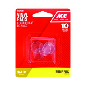 Ace 10-Piece Vinyl Round Bumper Pads Clear 19mm